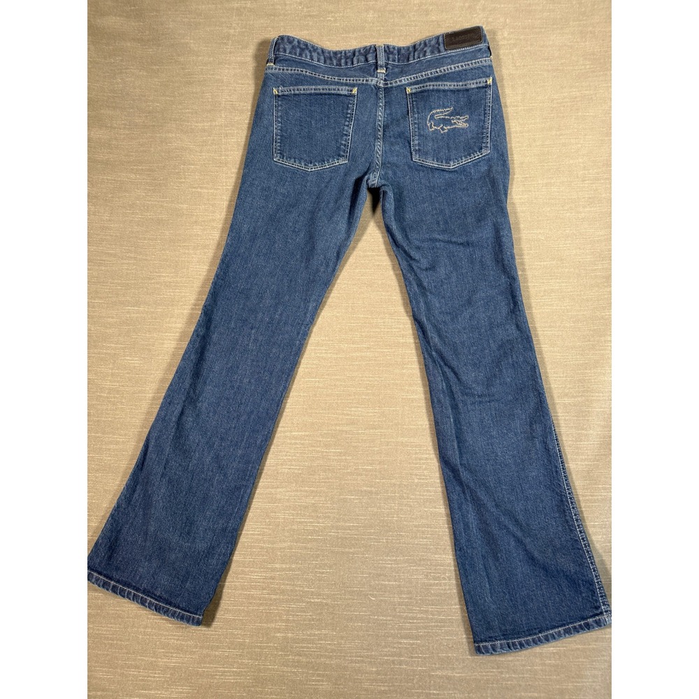 Lacoste Womens Bootcut Flare Jeans Medium Wash Croc Logo Size 32 F 4712 - Picture 6 of 10
